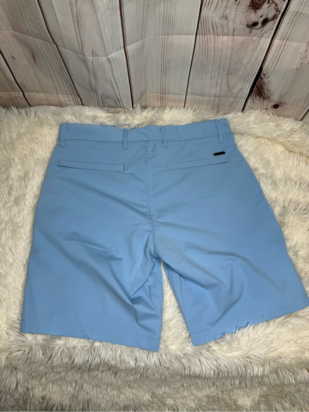 Men's Twillory Flat-Front Performance Blue Shorts - Picture 2 of 4